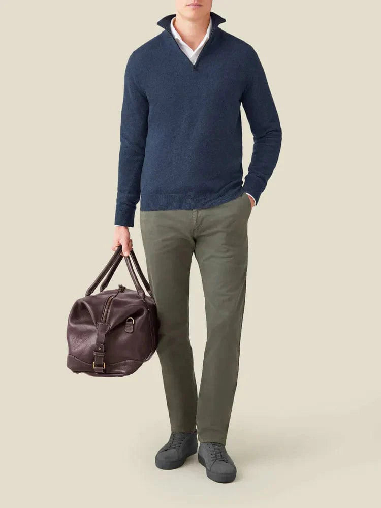 Men's Two-Layer Zip Jacket with Ribbed Funnel Collar