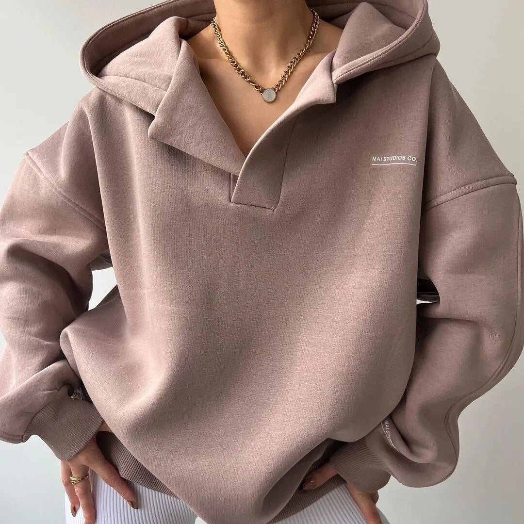Women's V-Neck Hoodie Sweatshirt for Casual Wear 0