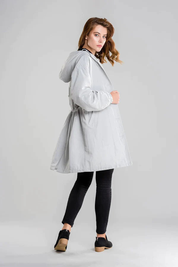 Women's Waterproof Jacket with Hood and Buttons 1