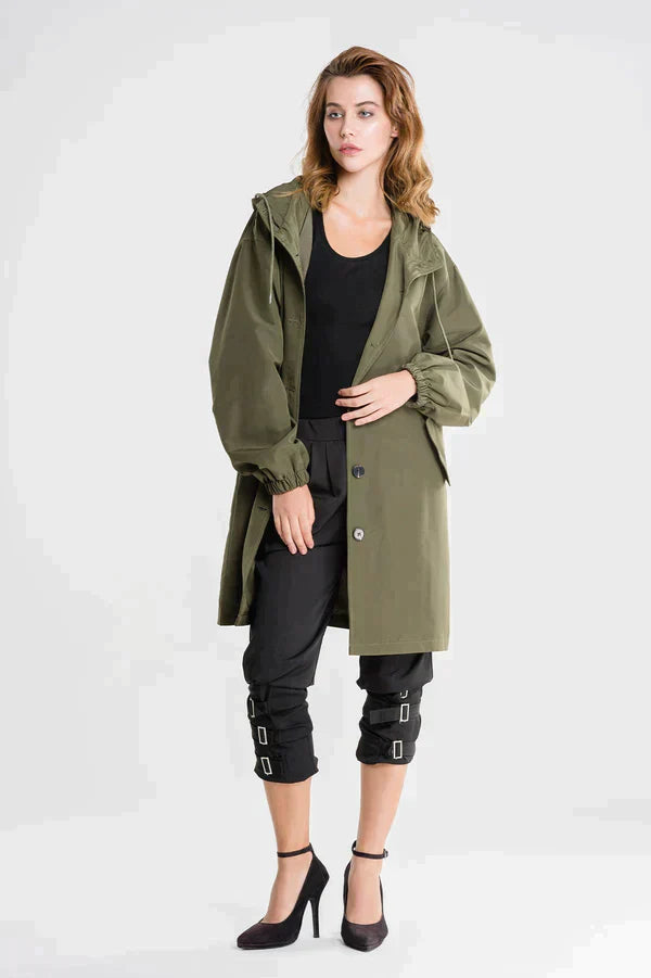 Women's Waterproof Jacket with Hood and Buttons 12