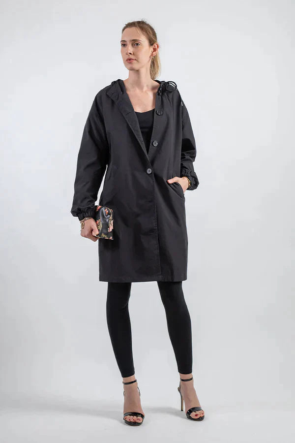 Women's Waterproof Jacket with Hood and Buttons 13