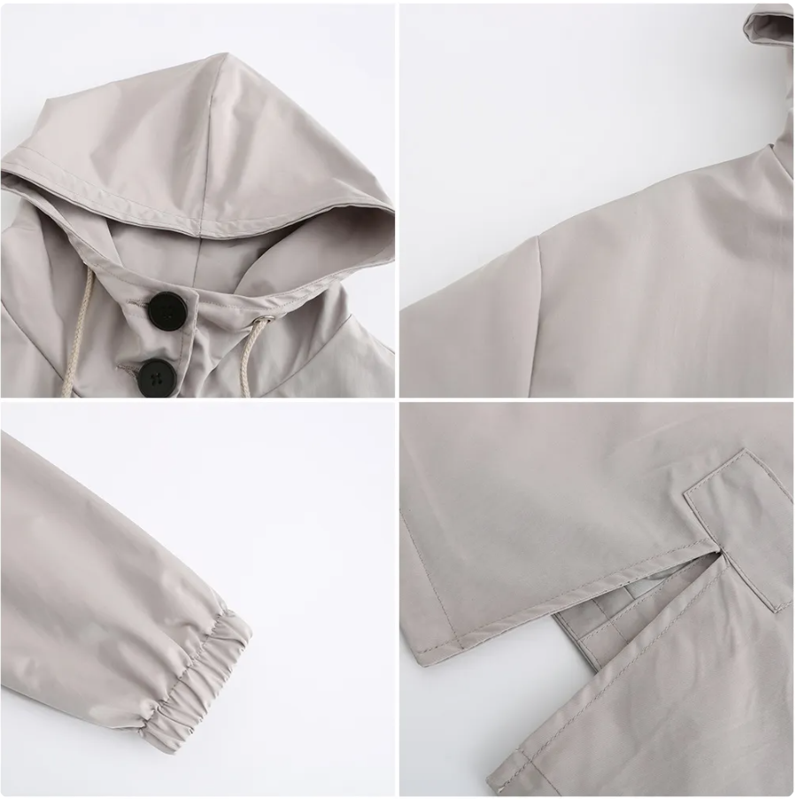Women's Waterproof Jacket with Hood and Buttons 4