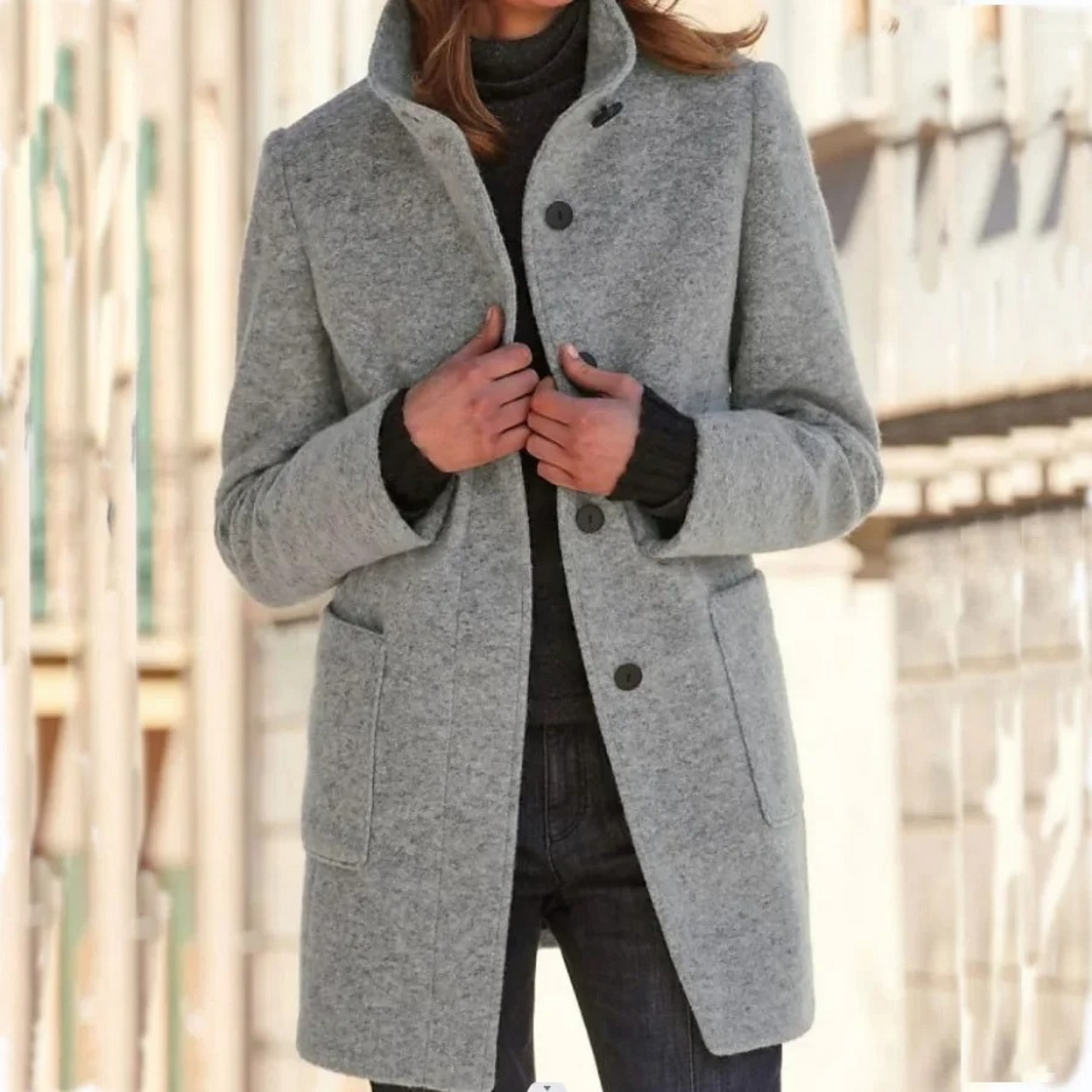 Women's Windproof Winter Coat with Stand-Up Collar 4