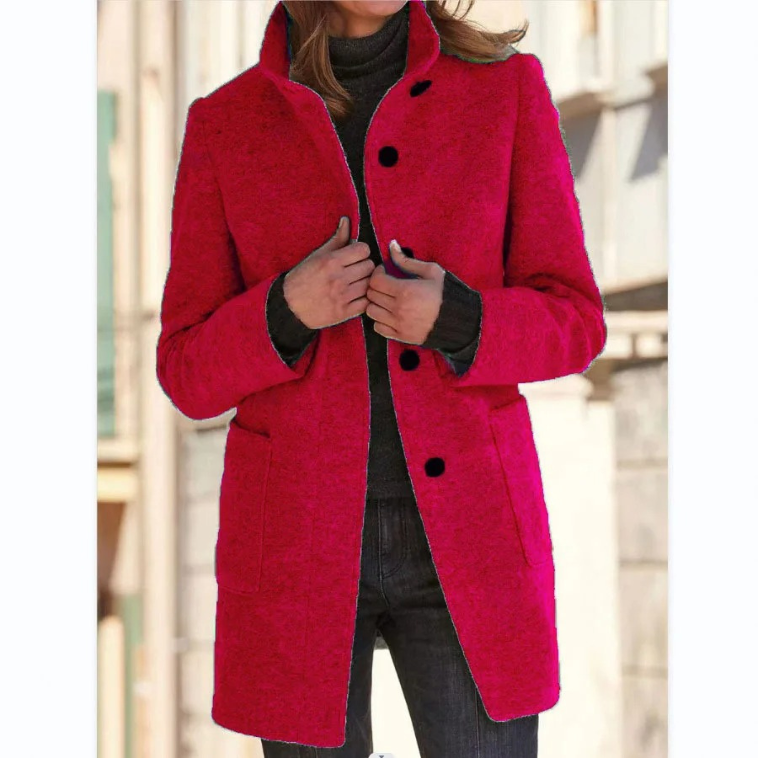 Women's Windproof Winter Coat with Stand-Up Collar 5
