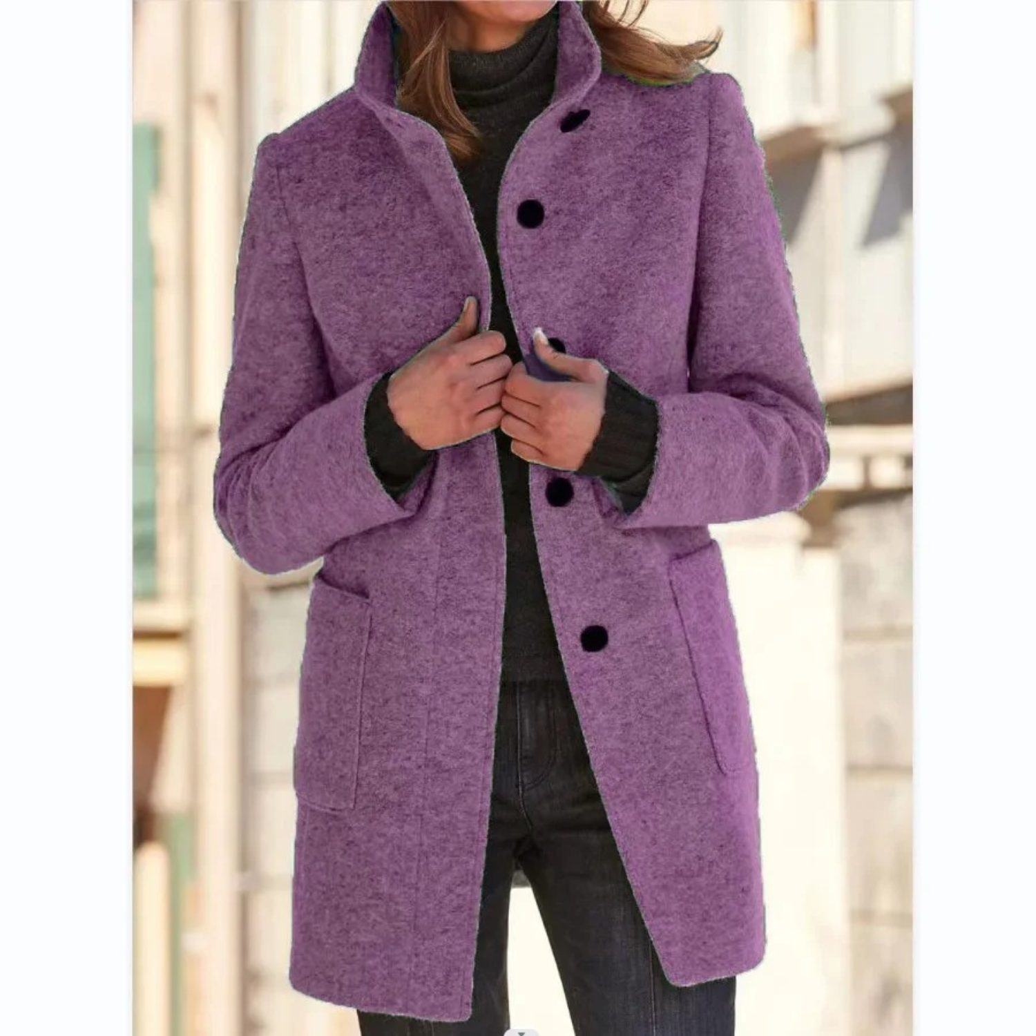 Women's Windproof Winter Coat with Stand-Up Collar 9