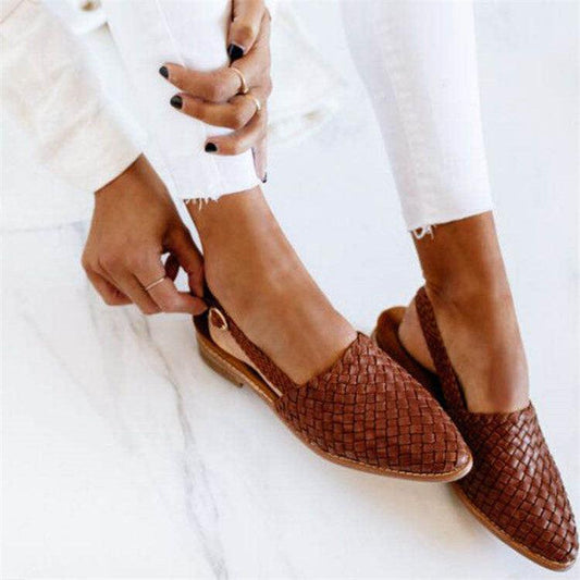 Women's Woven Leather Flats 0
