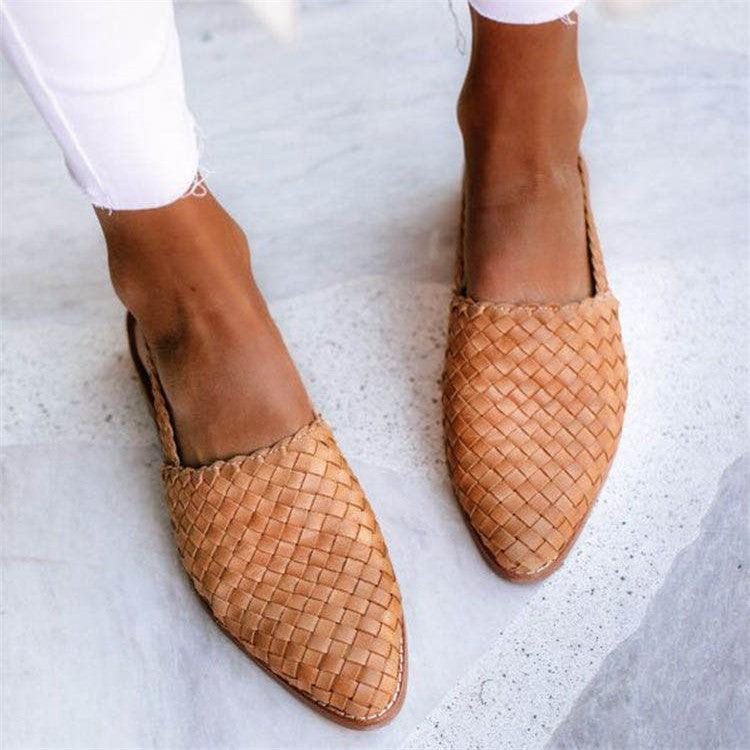 Women's Woven Leather Flats 1