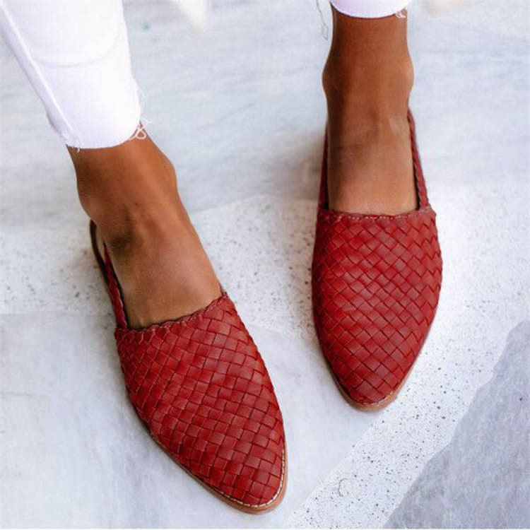 Women's Woven Leather Flats 2