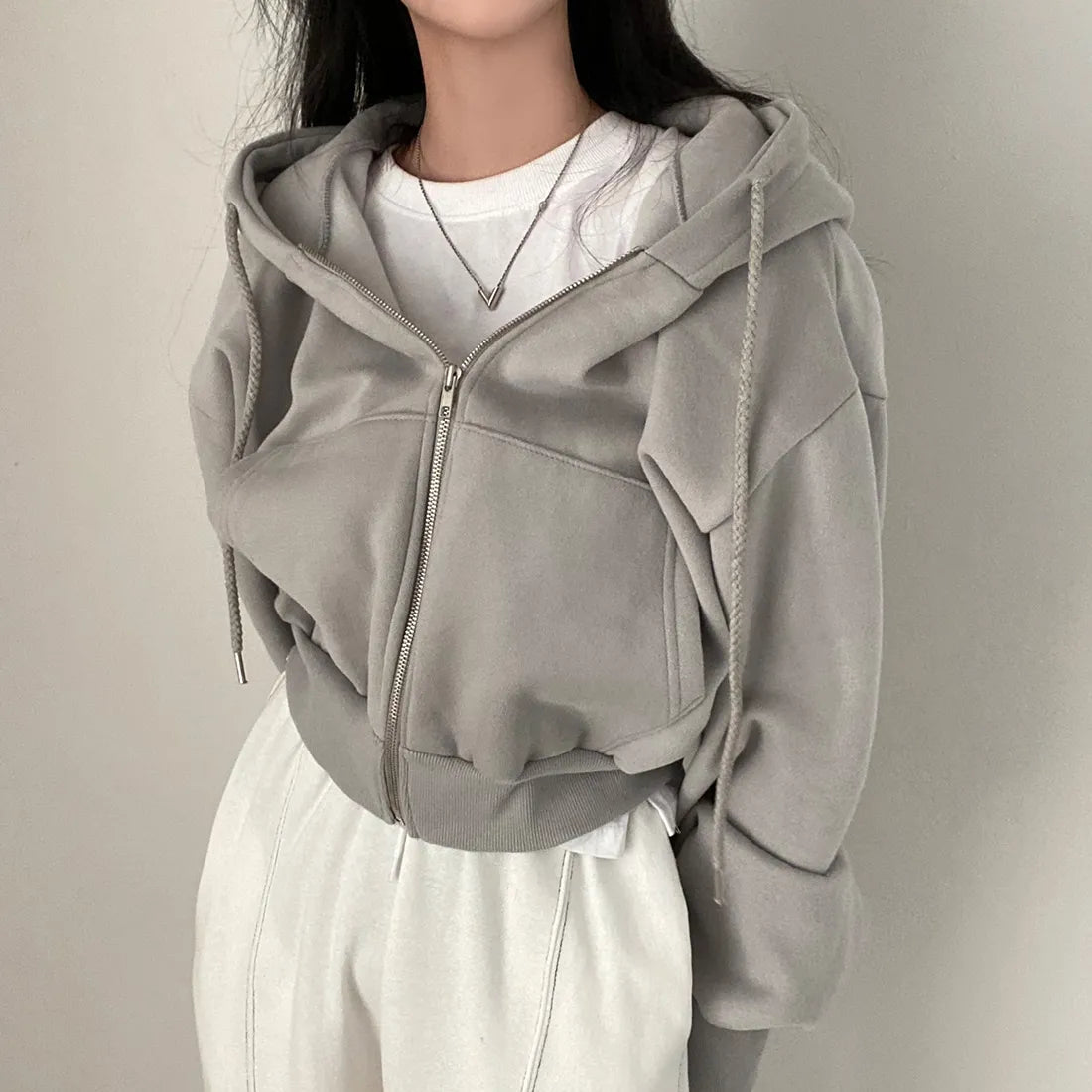 Women's Zippered Wide Sweatshirt Hoodie 4