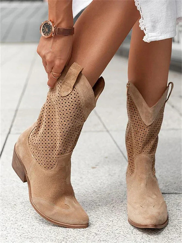 Bottes Femme Cuir Cowboy Élégantes-2