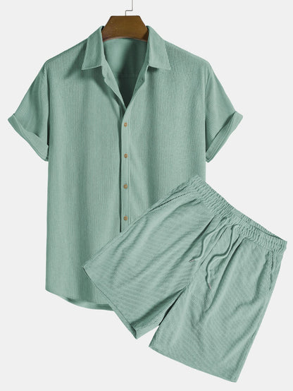 Homme | Ensemble Été Chemise et Short en Polyester-3