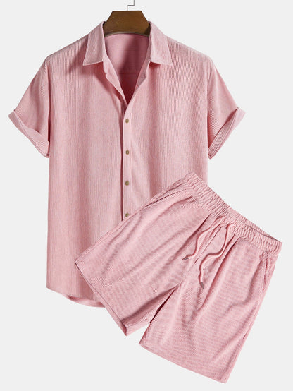 Homme | Ensemble Été Chemise et Short en Polyester-5