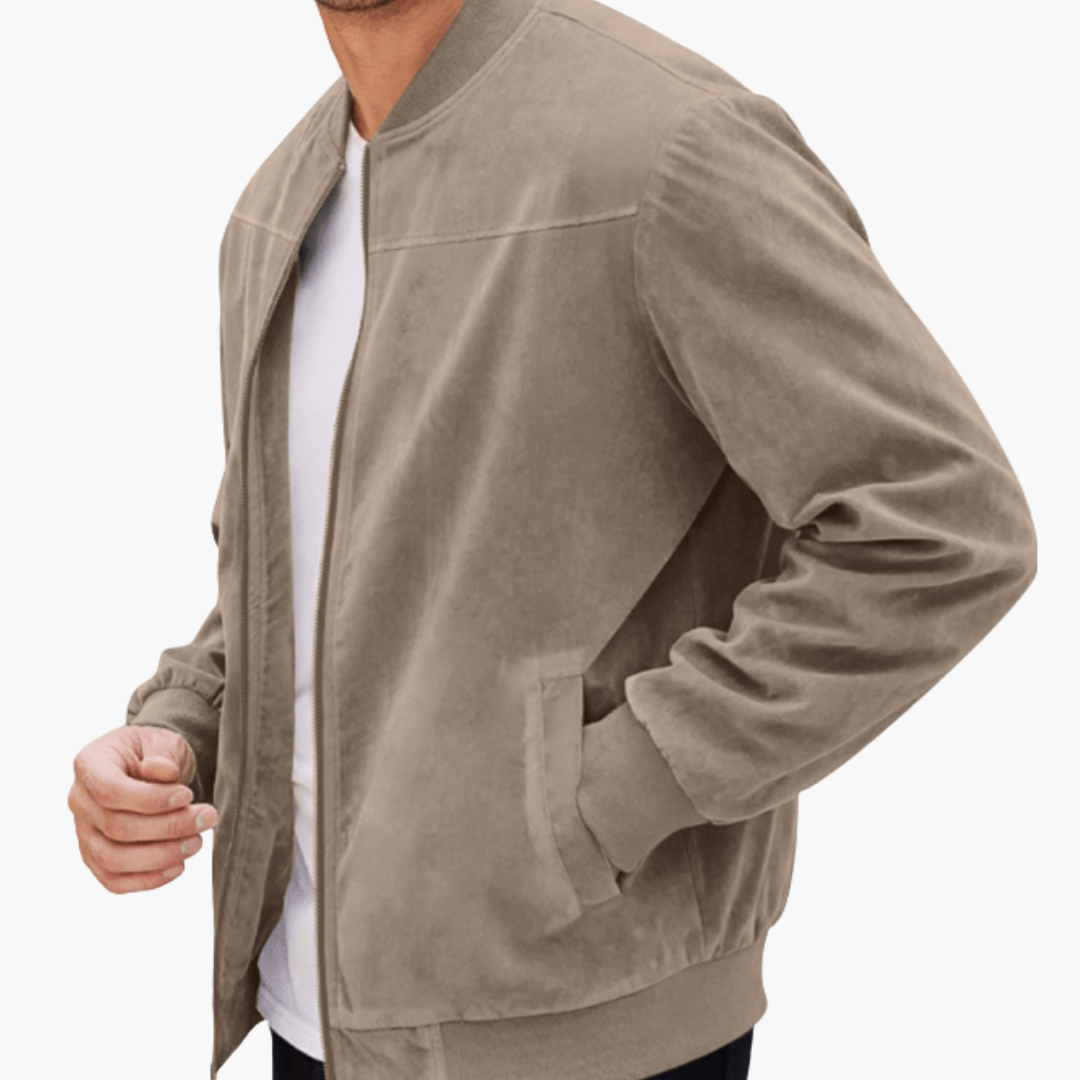 Men's Bomber Jacket with Zipper and Side Pockets 1