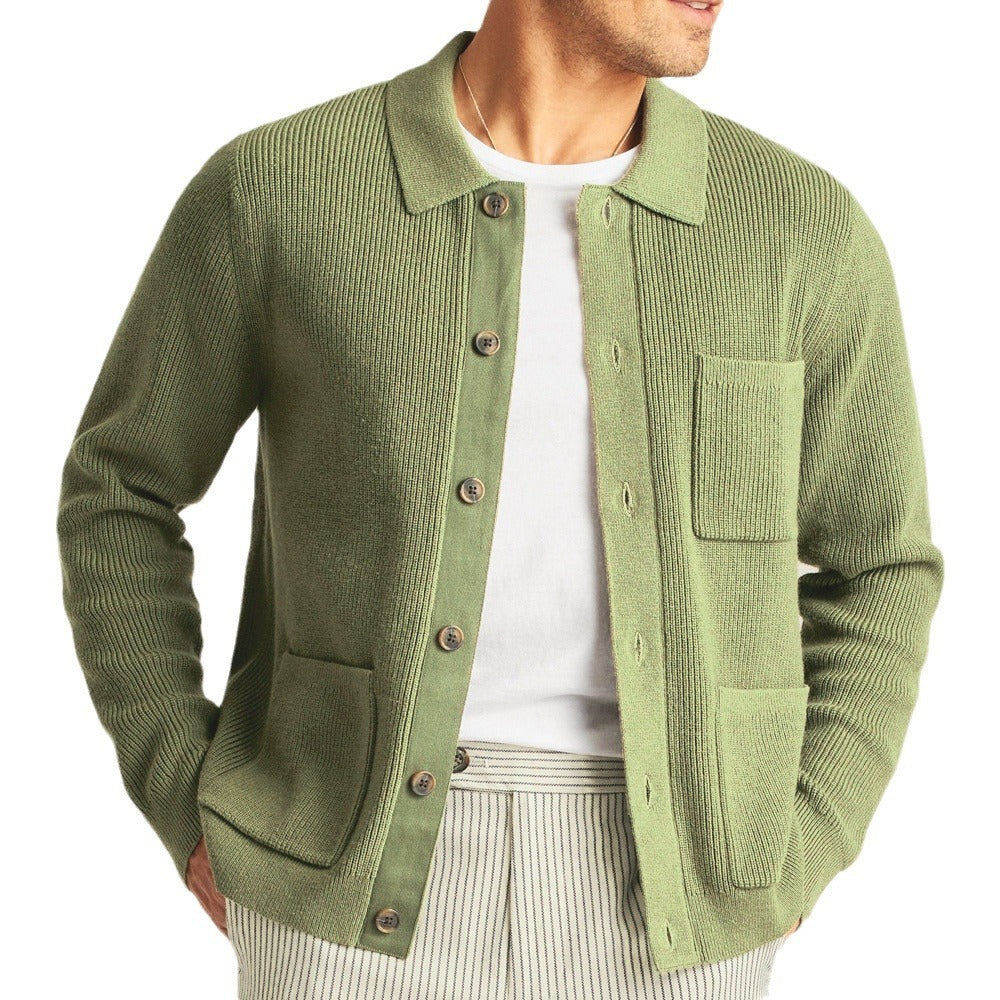 Men's Cardigan with Shirt Collar - Lightweight & Stylish 3