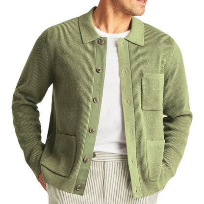 Men's Cardigan with Shirt Collar - Lightweight & Stylish 3