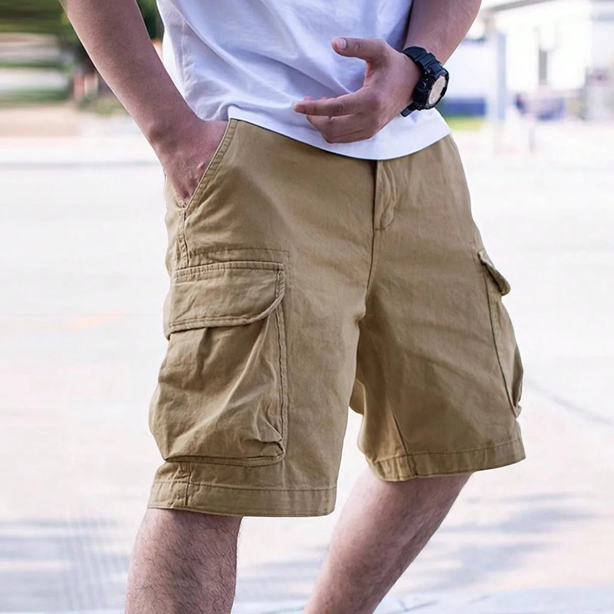 Men's Cargo Shorts with Multi-Pocket Design 0