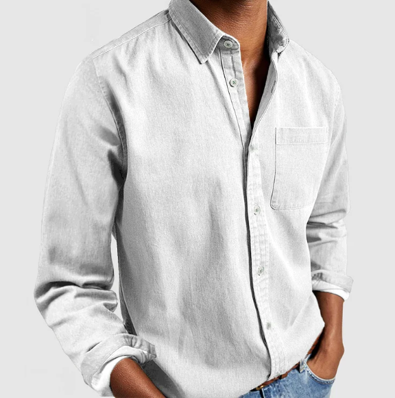 Men's Casual Denim Button-Down Shirt 3