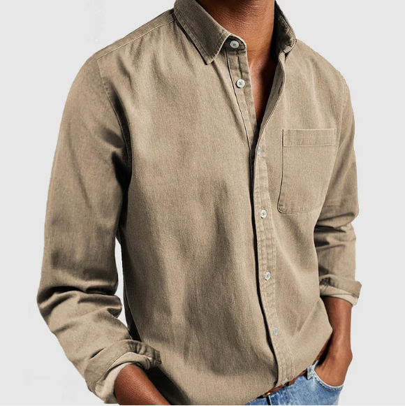 Men's Casual Denim Button-Down Shirt 6