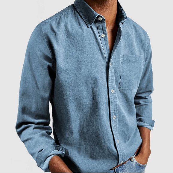 Men's Casual Denim Button-Down Shirt 7
