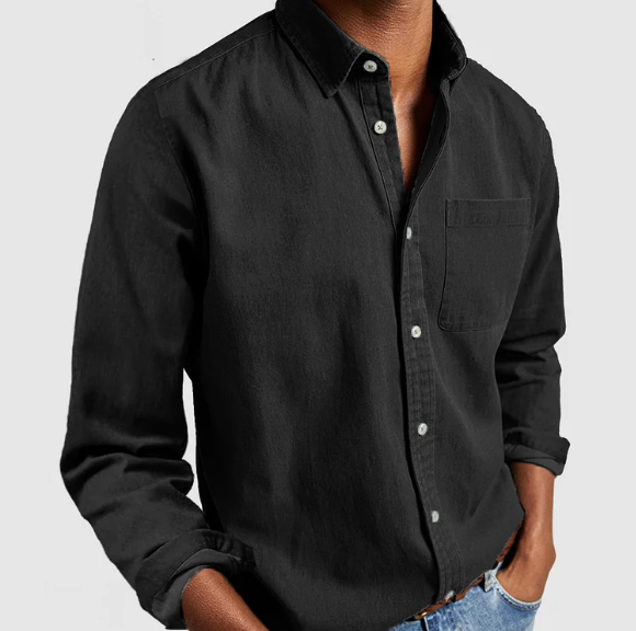 Men's Casual Denim Button-Down Shirt 9
