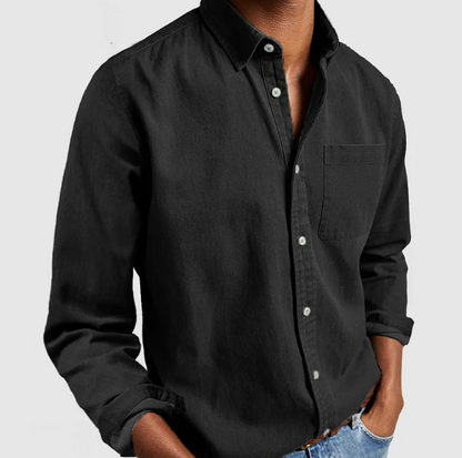 Men's Casual Denim Button-Down Shirt 9