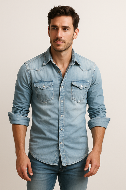 Men's Casual Denim Shirt 0