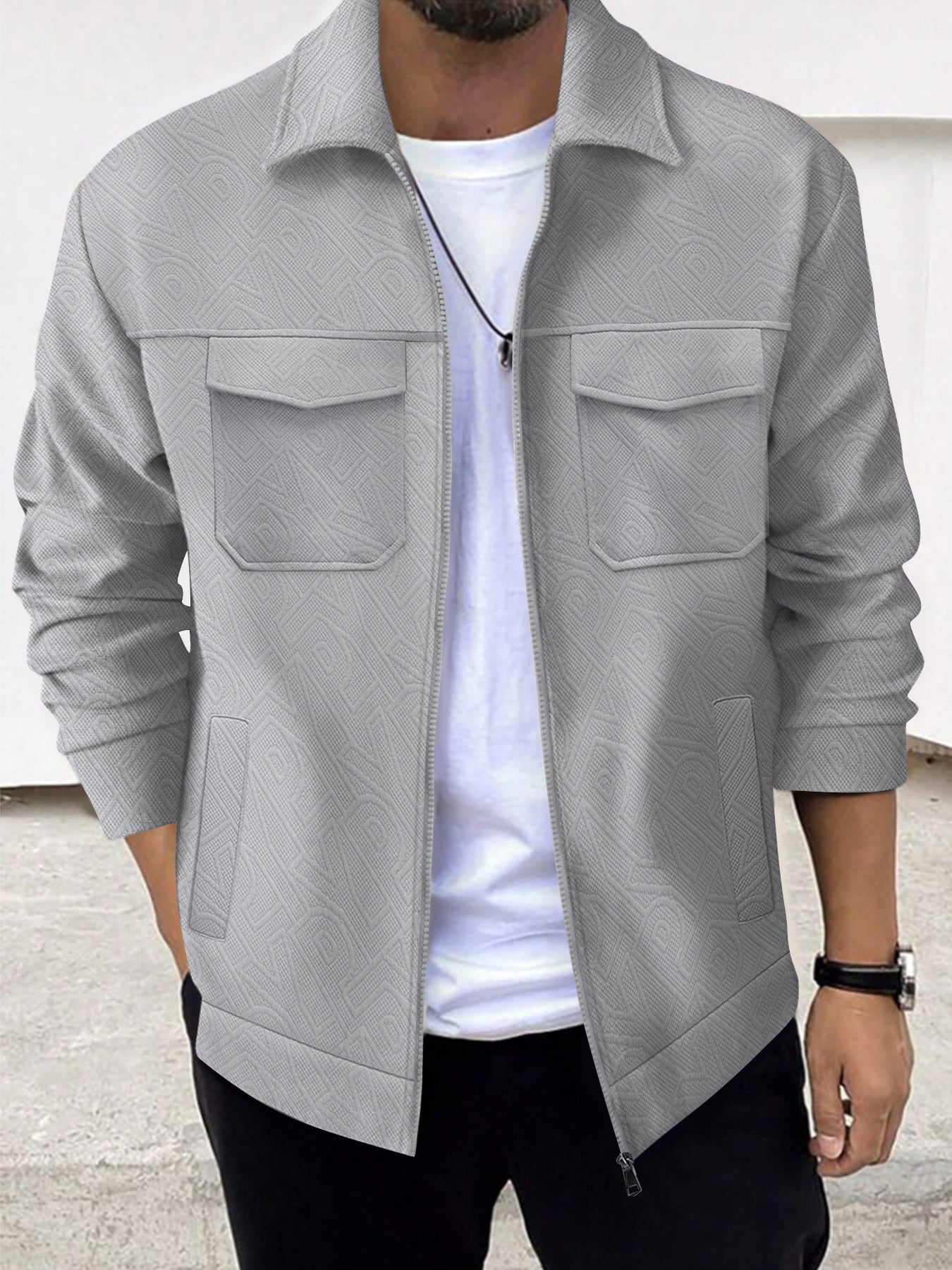 Men's Casual Jacket with Modern Design and Practical Pockets 1