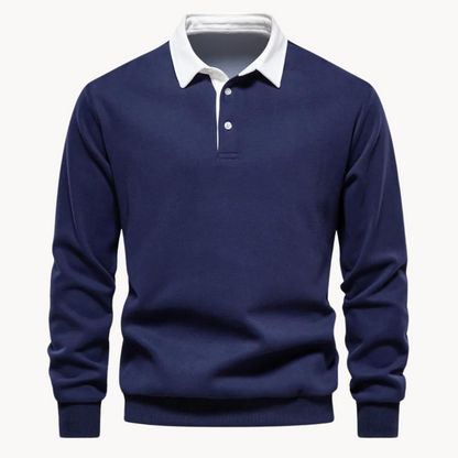Men's Casual Polo Sweatshirt with Contrasting Collar 3