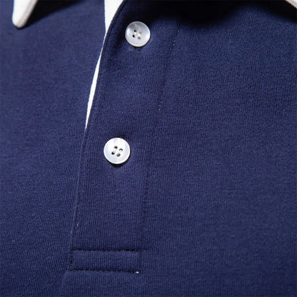 Men's Casual Polo Sweatshirt with Contrasting Collar 6