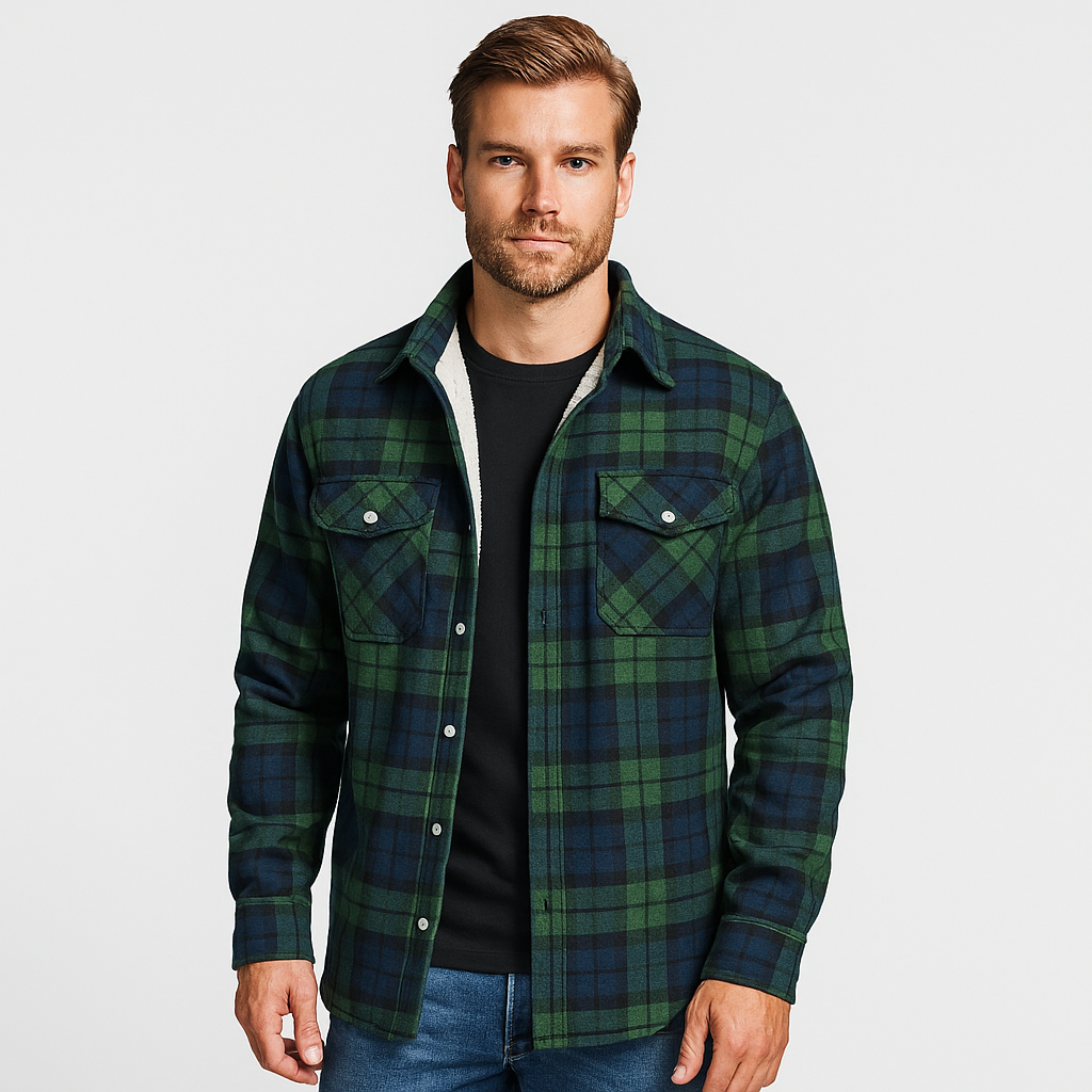 Men's Checkered Flannel Shirt with Fleece Lining 7