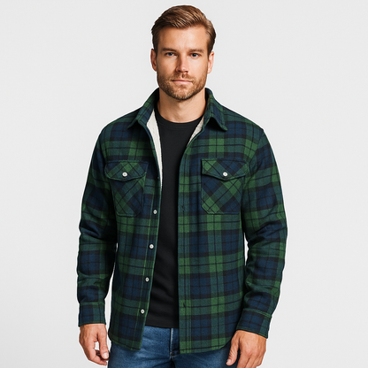 Men's Checkered Flannel Shirt with Fleece Lining 7