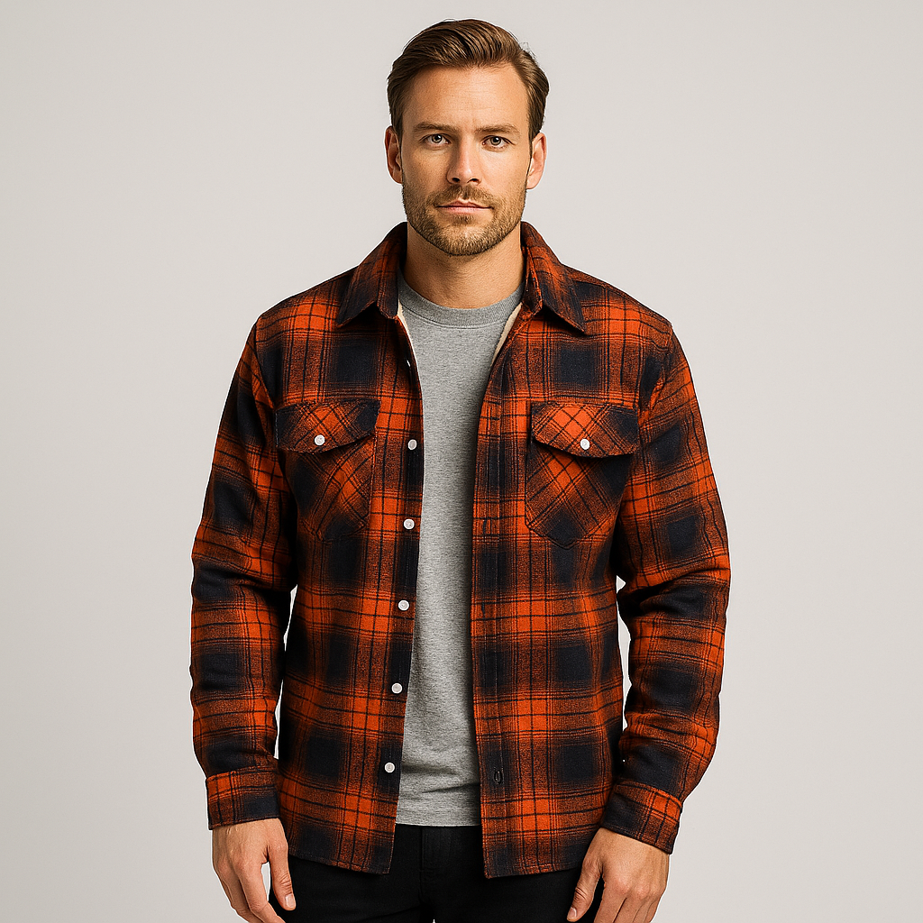 Men's Checkered Flannel Shirt with Fleece Lining 9