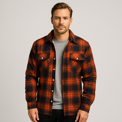 Men's Checkered Flannel Shirt with Fleece Lining 9