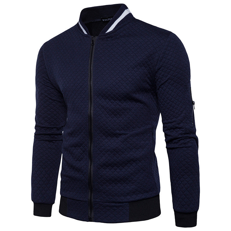 Men's Checkered Zip-Up Jacket with Stand Collar 3