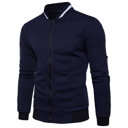 Men's Checkered Zip-Up Jacket with Stand Collar 3