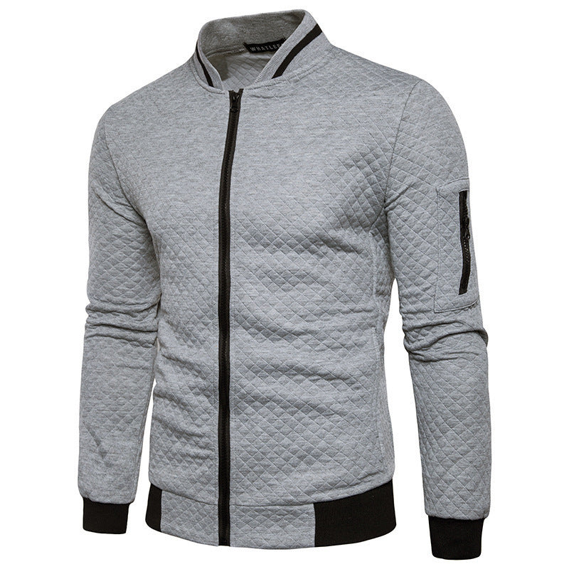 Men's Checkered Zip-Up Jacket with Stand Collar 4