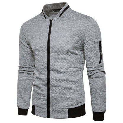 Men's Checkered Zip-Up Jacket with Stand Collar 4
