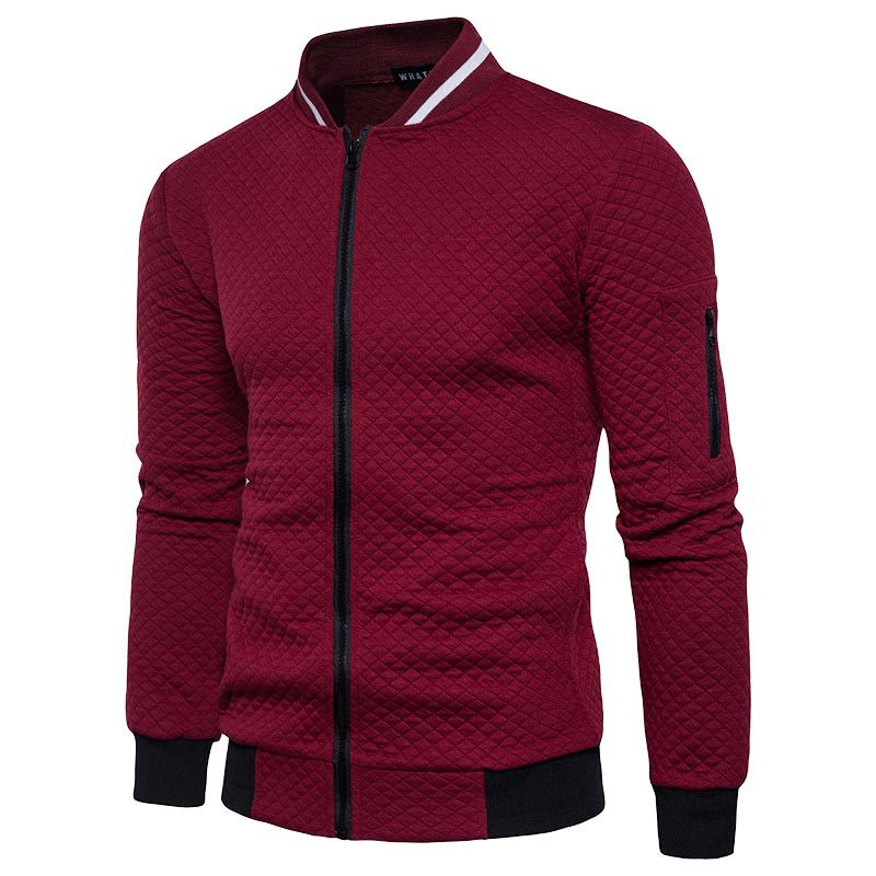 Men's Checkered Zip-Up Jacket with Stand Collar 5
