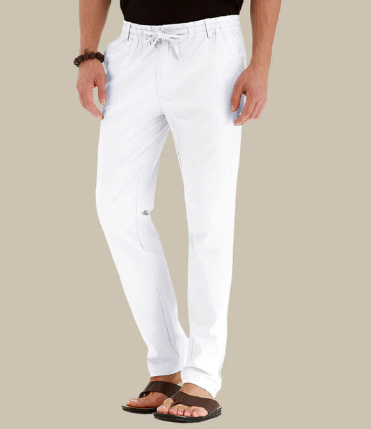 Men's Classic Fit Summer Pants with Elastic Waistband 0
