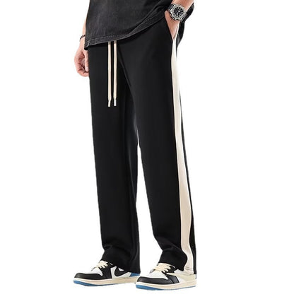 Men's Color Block Wide Trousers - Relaxed Fit Casual Pants 3