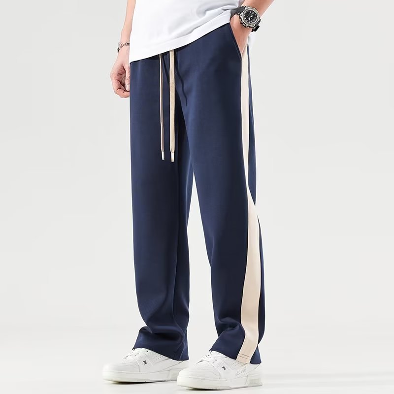 Men's Color Block Wide Trousers - Relaxed Fit Casual Pants 5