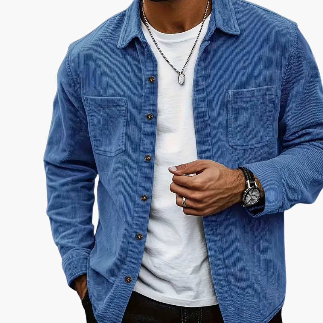 Men's Cord Jacket with Button Closure 0