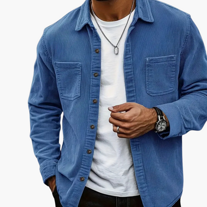 Men's Cord Jacket with Button Closure 0