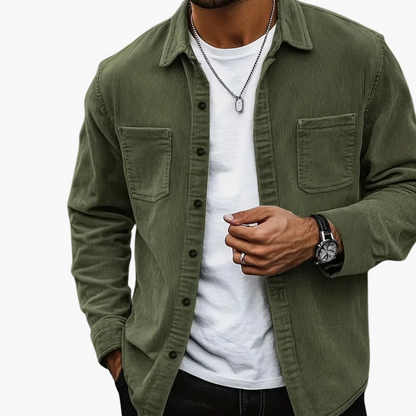 Men's Cord Jacket with Button Closure 1