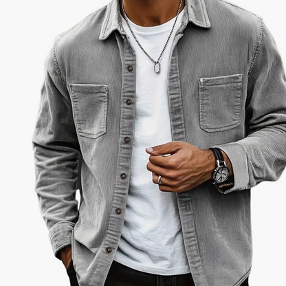 Men's Cord Jacket with Button Closure 2