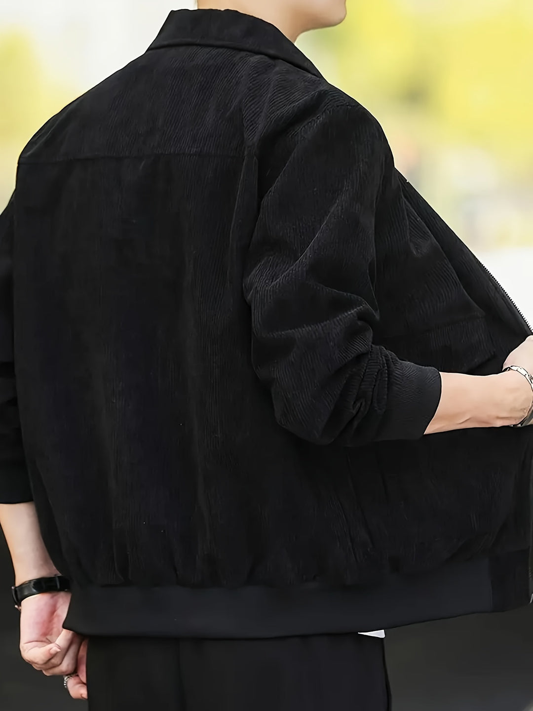 Men's Corduroy Jacket with Classic Collar and Zipper Closure 5