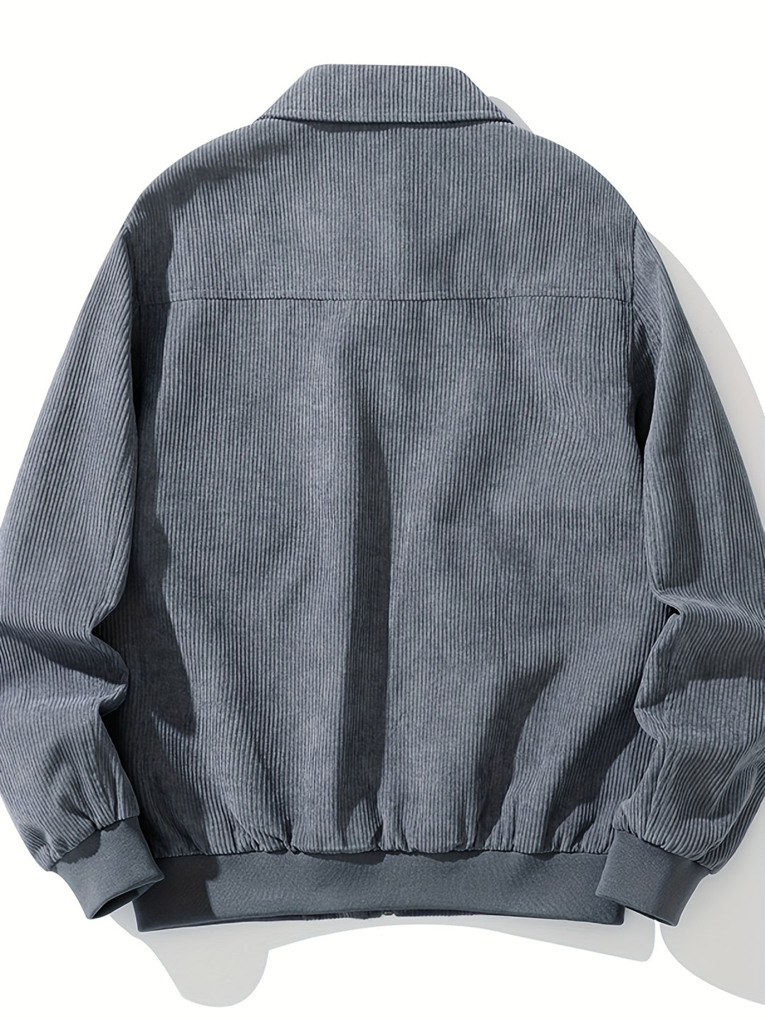 Men's Corduroy Jacket with Classic Collar and Zipper Closure 7