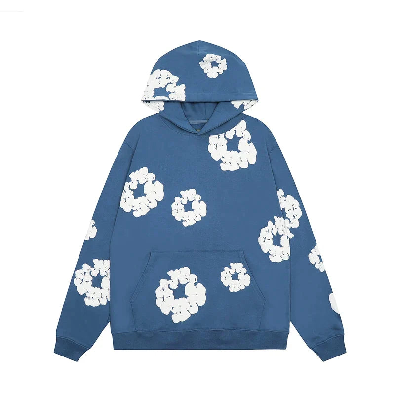 Men's Denim Hoodie with Floral Print 1