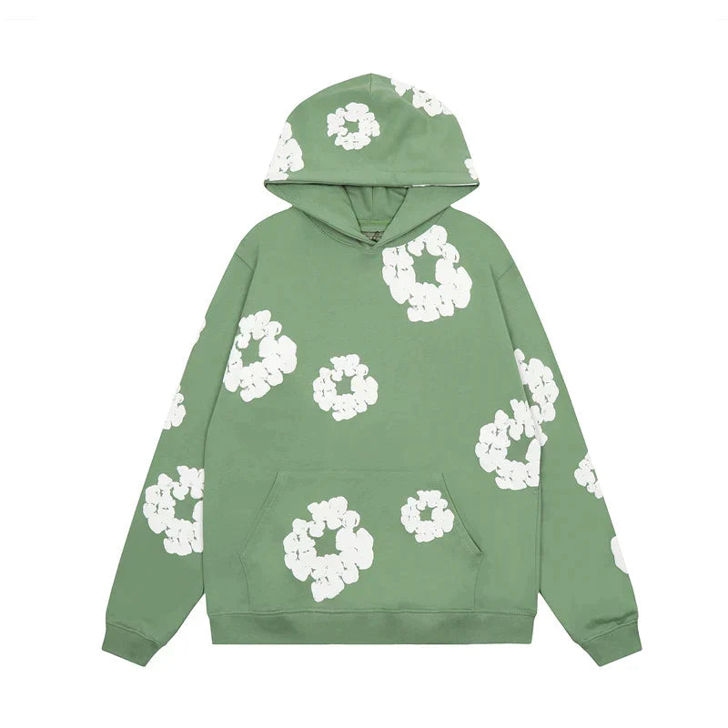 Men's Denim Hoodie with Floral Print 2