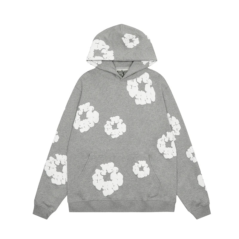 Men's Denim Hoodie with Floral Print 3